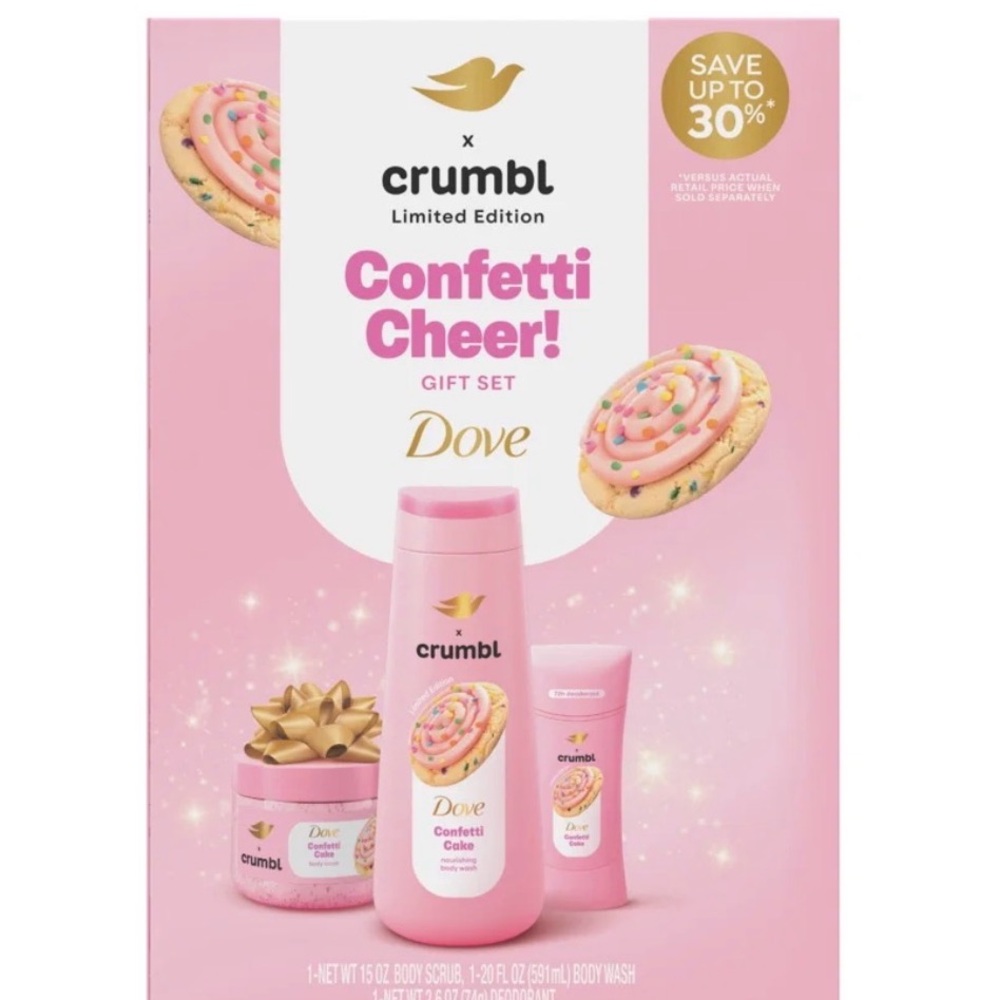 Crumbl x Dove Confetti Cheer Gift Set- 3 piece set